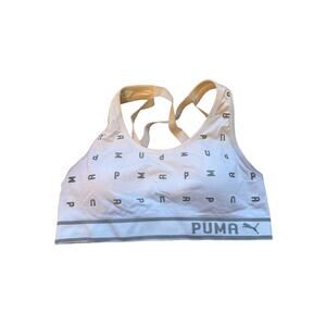 PUMA White Logo Seamless Sports Bra Size Large
